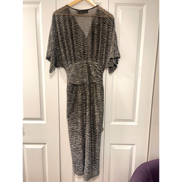 IRO 2 Volsun DISCO Metallic Midi Dress $425 Sheer Zebra Wrap Sparkly Glitter - Picture 5 of 16